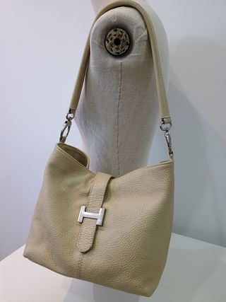 Bolso Vera Pelle beige y rosa bandolera.oferta!