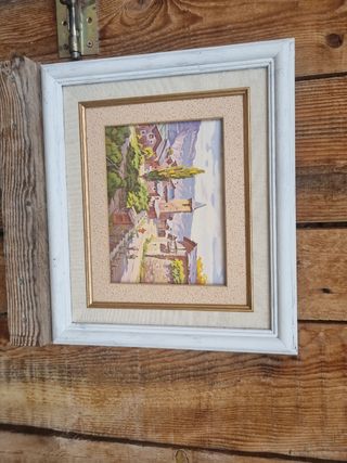 Cuadro paisaje vintage. Alto 36 cm,ancho 42 cm.