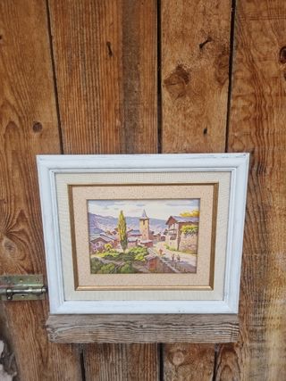 Cuadro paisaje vintage. Alto 36 cm,ancho 42 cm.