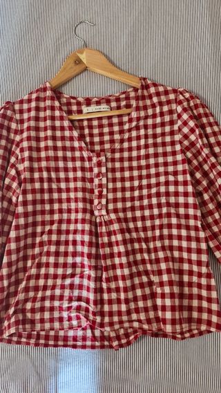 Blusa cuadros vichy roja. Talla S. Easy Wear.
