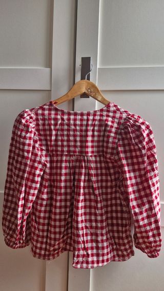 Blusa cuadros vichy roja. Talla S. Easy Wear.