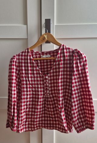 Blusa cuadros vichy roja. Talla S. Easy Wear.