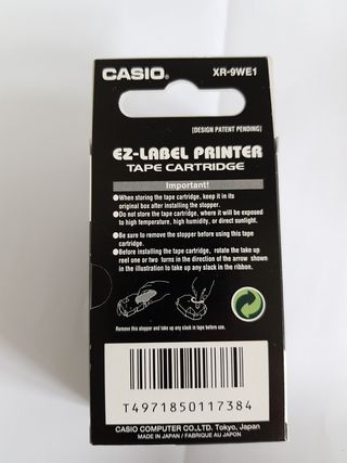 Cinta Casio XR-9WE1 EZ-LABEL 9mm