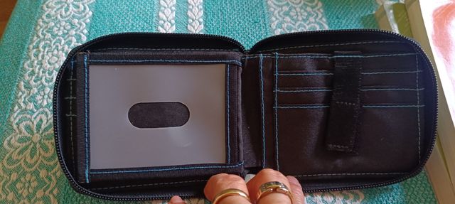 Portafoglio Stever nero e blu