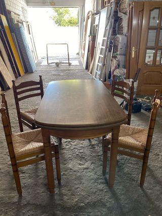 4 Sillas Comedor Madera Rattan