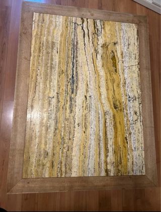 Mesa de centro de madera maciza y mármol 