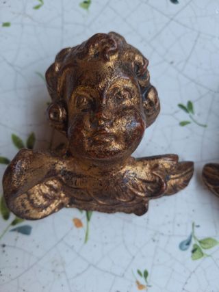 2 Teste Angelo in Legno Dorato
