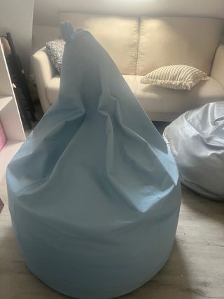 Puffs Polipiel Azul y Gris