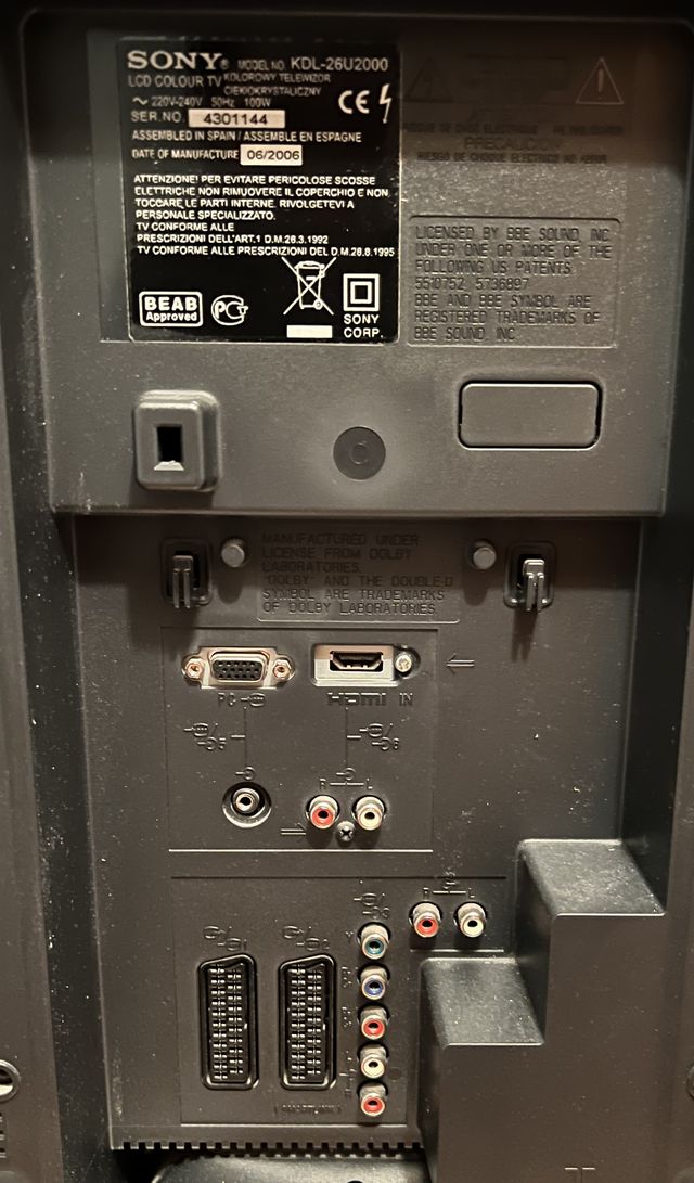 TV Sony Bravia 26 pulgadas (KDL-26U2000)