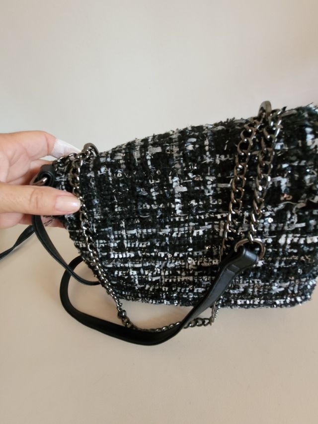 Borsetta tracolla nera e grigia