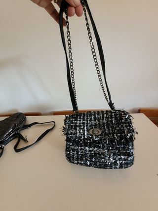 Borsetta tracolla nera e grigia