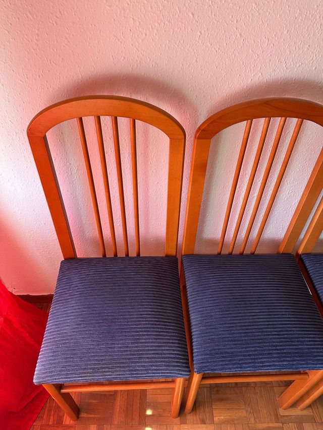 4 Sillas Comedor Madera - Azul