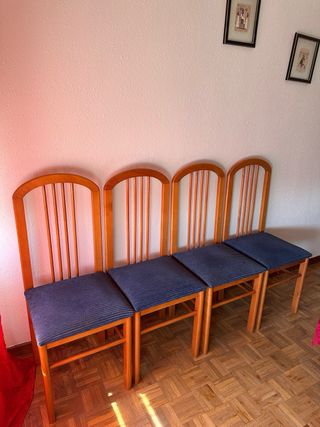 4 Sillas Comedor Madera - Azul