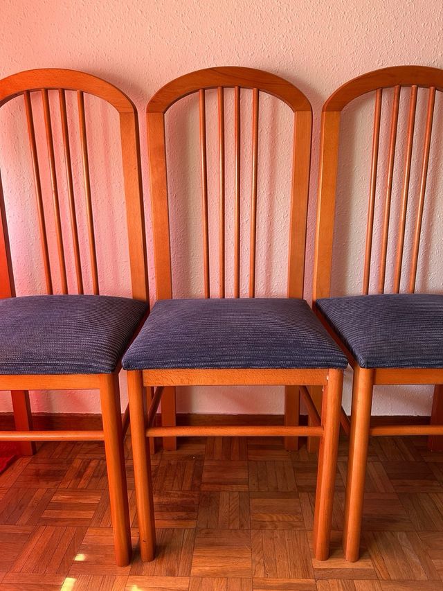 4 Sillas Comedor Madera - Azul