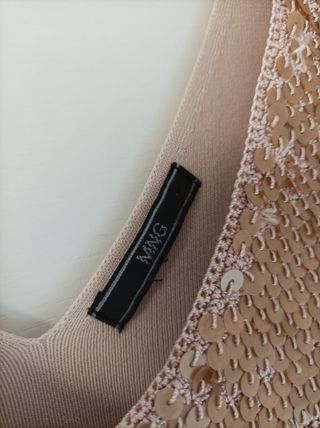 Top Mango lentejuelas dorado Talla S