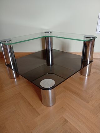 Mesa rinconera cristal vintage.