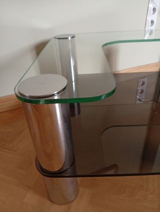 Mesa rinconera cristal vintage.