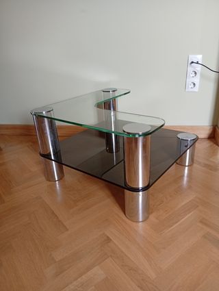 Mesa rinconera cristal vintage.