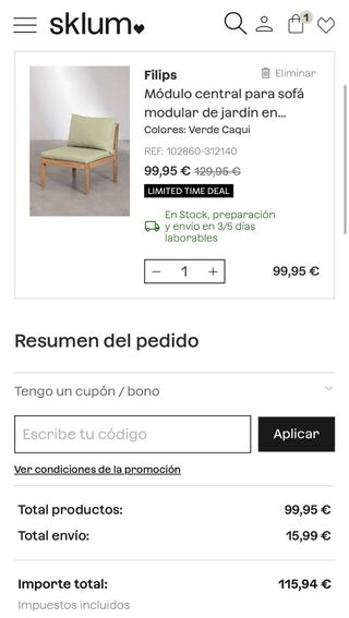 Asiento jardín Sklum NUEVO