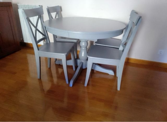 Mesa Comedor 4 Sillas Gris