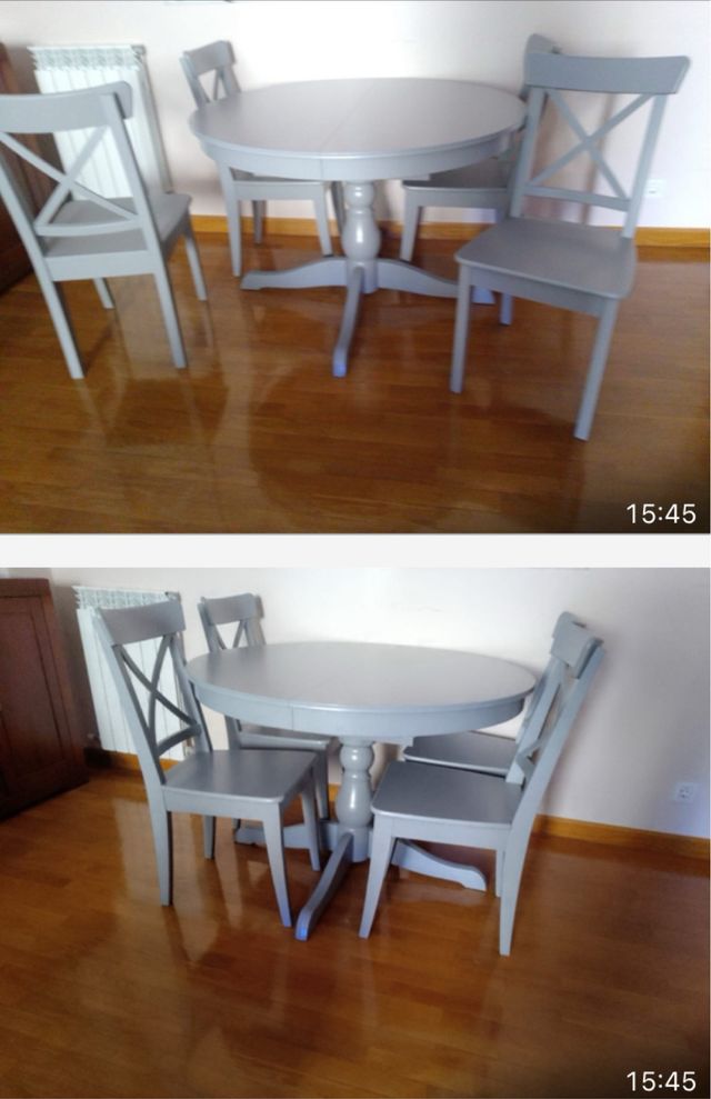 Mesa Comedor 4 Sillas Gris