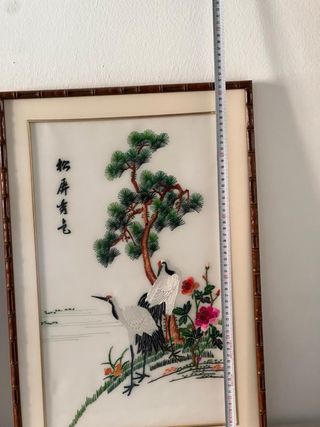 Obra de arte china bordada en seda