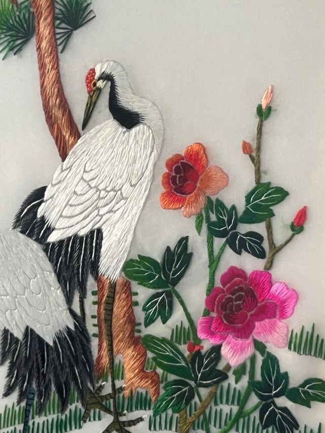 Obra de arte chinesa bordada em seda