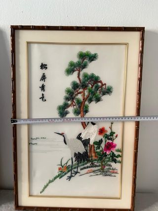 Obra de arte china bordada en seda