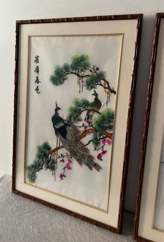 Obra de arte china bordada en seda