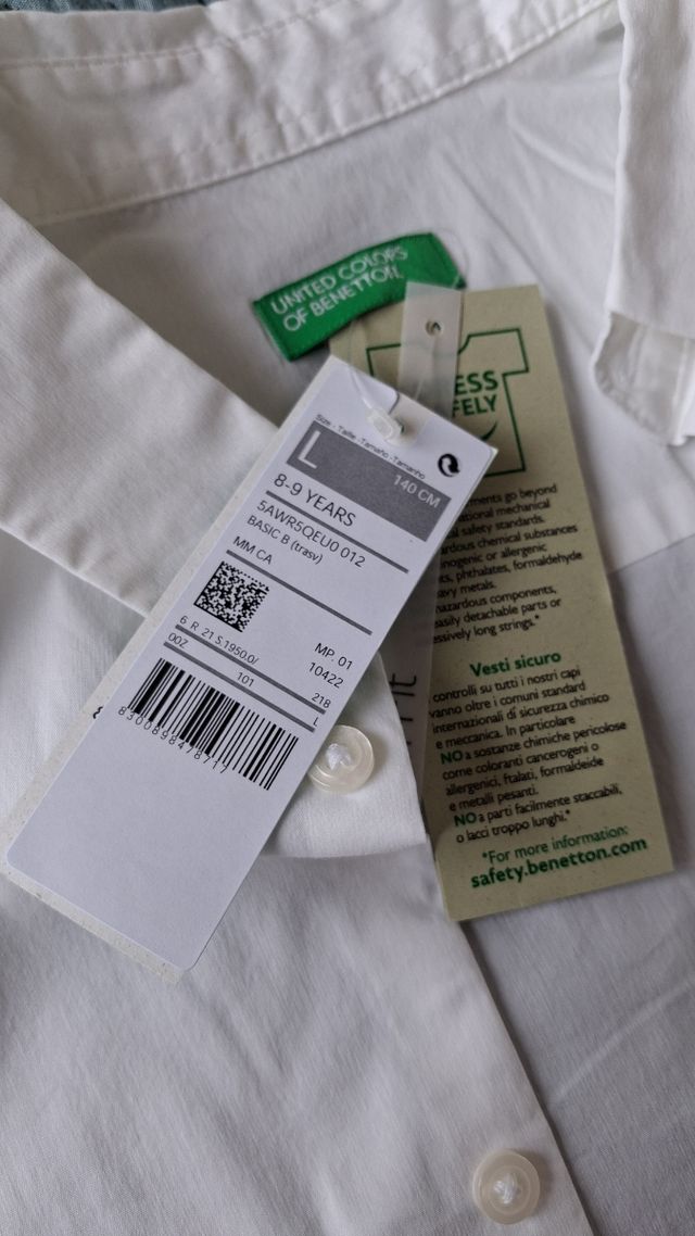 Camisa Benetton blanca - talla L