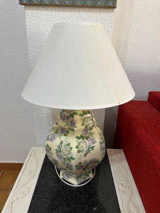 Lámpara de mesa porcelana-tela