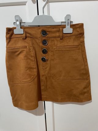 Mini Falda Zara TRF Marrón XS