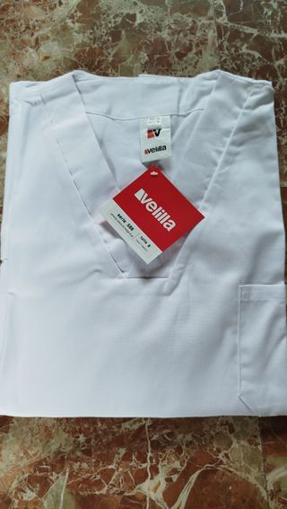 Casaca trabajo marca Vellia blanca 