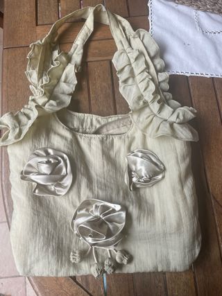 Borsa beige con fiori