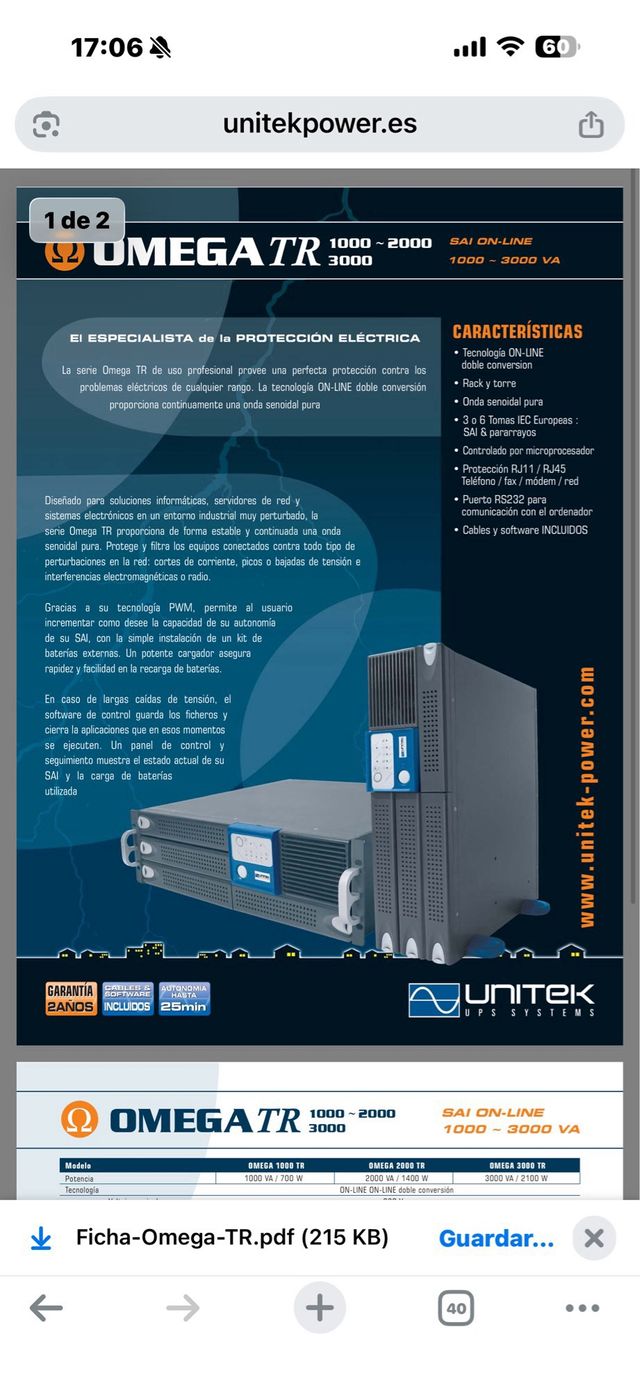 SAI UNITEK Omega 2000TR – 2000VA / 1400W