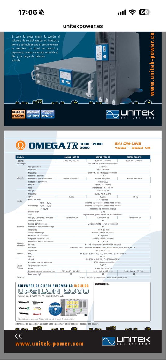 SAI UNITEK Omega 2000TR – 2000VA / 1400W