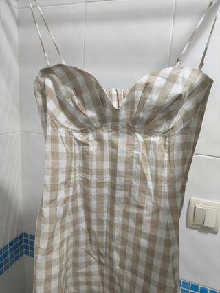 Vestido cuadros beige NNWM WOMAN