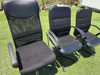 3 sillas oficina giratorias - piel sintética