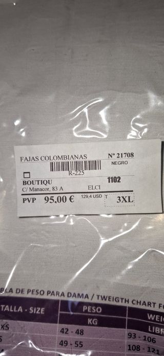 Faja Colombiana Boutique Negra - 3XL