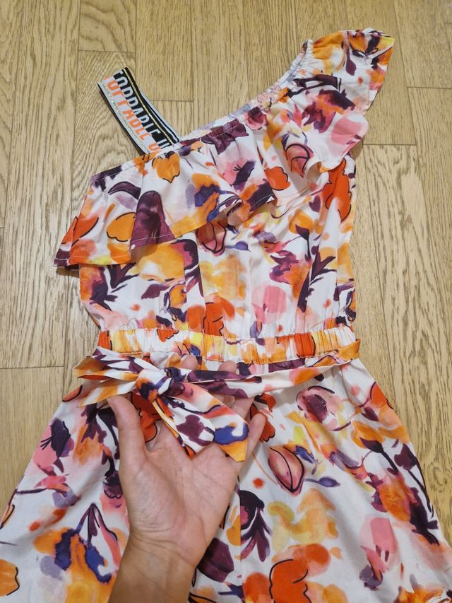 Fresco vestito monospalla floreale Blukids tg.9-10