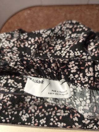 Falda larga floral negra