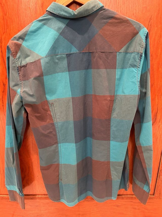 Camisa cuadros marrón-teal