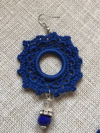 Orecchini uncinetto blu