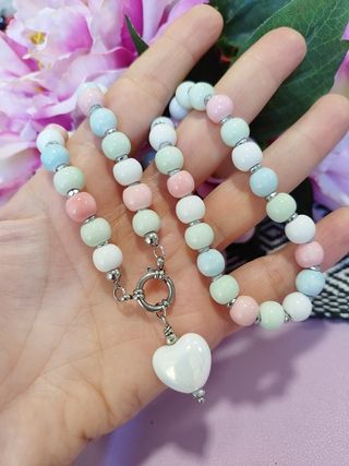 Collana perle pastello cuore