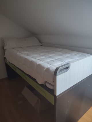 Cama juvenil con cajones - Negra y Verde