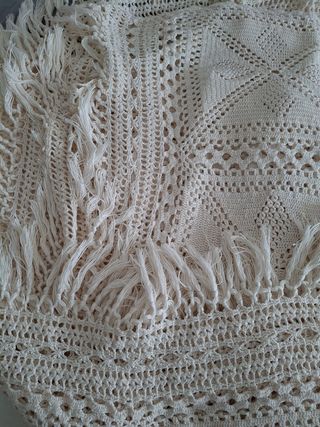 Colcha algodón beige ganchillo 250x220