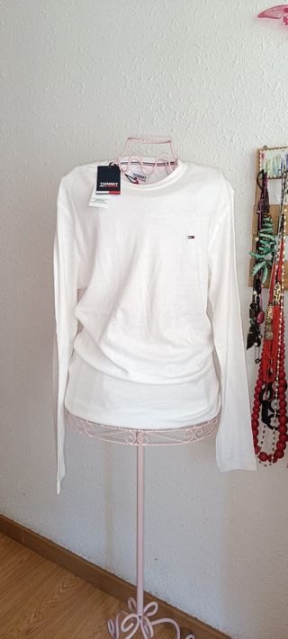 Camiseta Tommy Hilfiger blanca - L manga larga