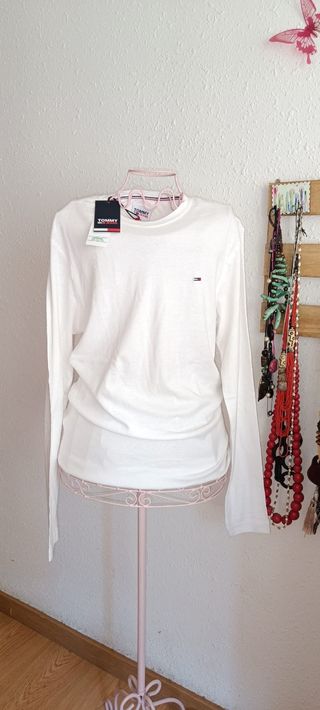 Camiseta Tommy Hilfiger blanca - L manga larga