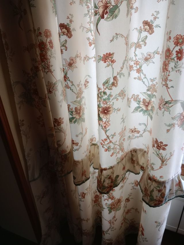 2 Cortinas estampadas beige con Bando