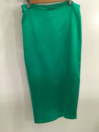 Falda raso Zara verde 